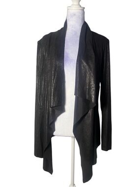 Chelsea & Theodore black Draped Open-Front Women's Jacket Sz S